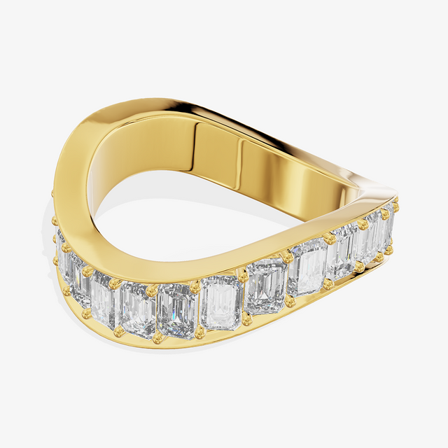 14K Yellow Gold Ring with 1.04 Carat Emerald Cut Lab-Grown Diamonds