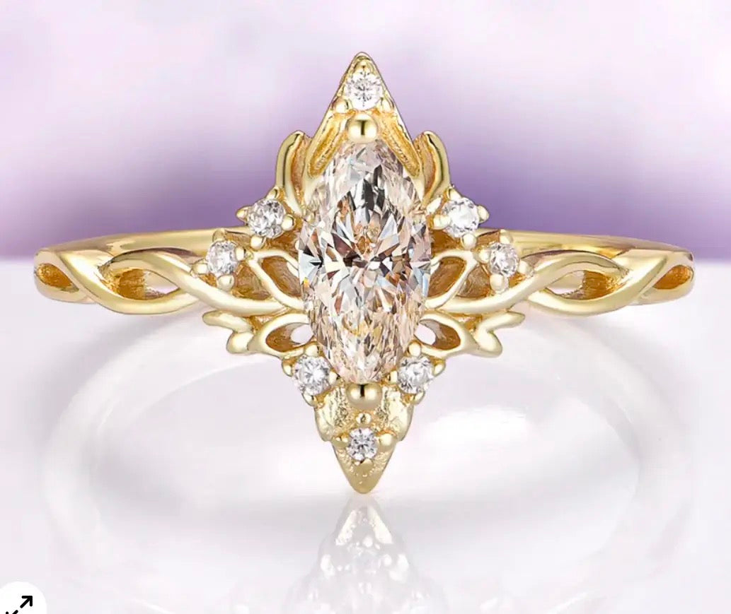 Deposit for Janice 14k yellow gold, 1ct natural Fanta garnet, 4pieces olive green leafs, 8 pieces round cut small diamonds
