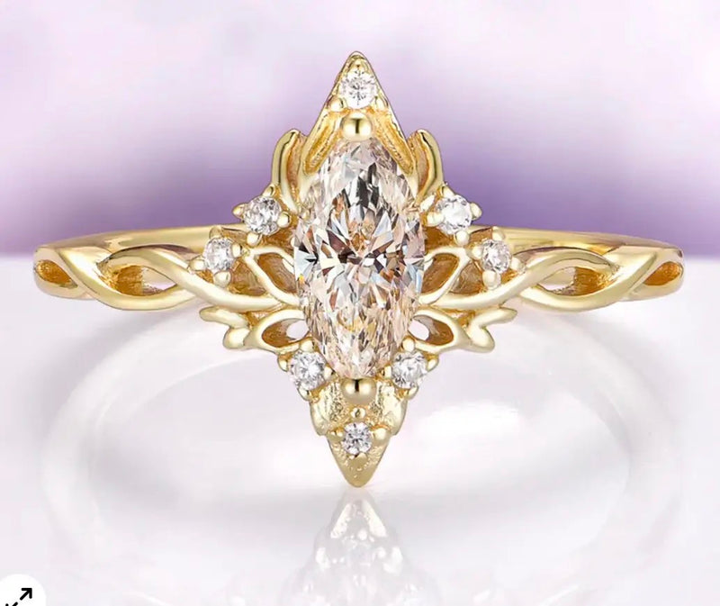 Deposit for Janice 14k yellow gold, 1ct natural Fanta garnet, 4pieces olive green leafs, 8 pieces round cut small diamonds