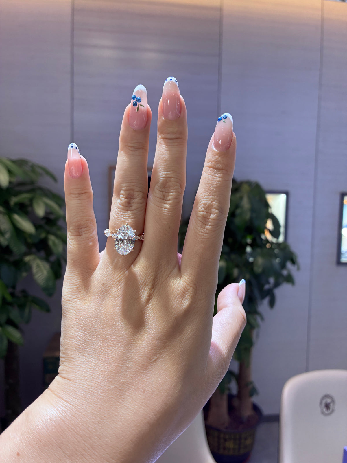 Deposit For Jessica, 6ct Oval mainstones with 0.897ct marquise sidestones, E/VS1, 14k white gold