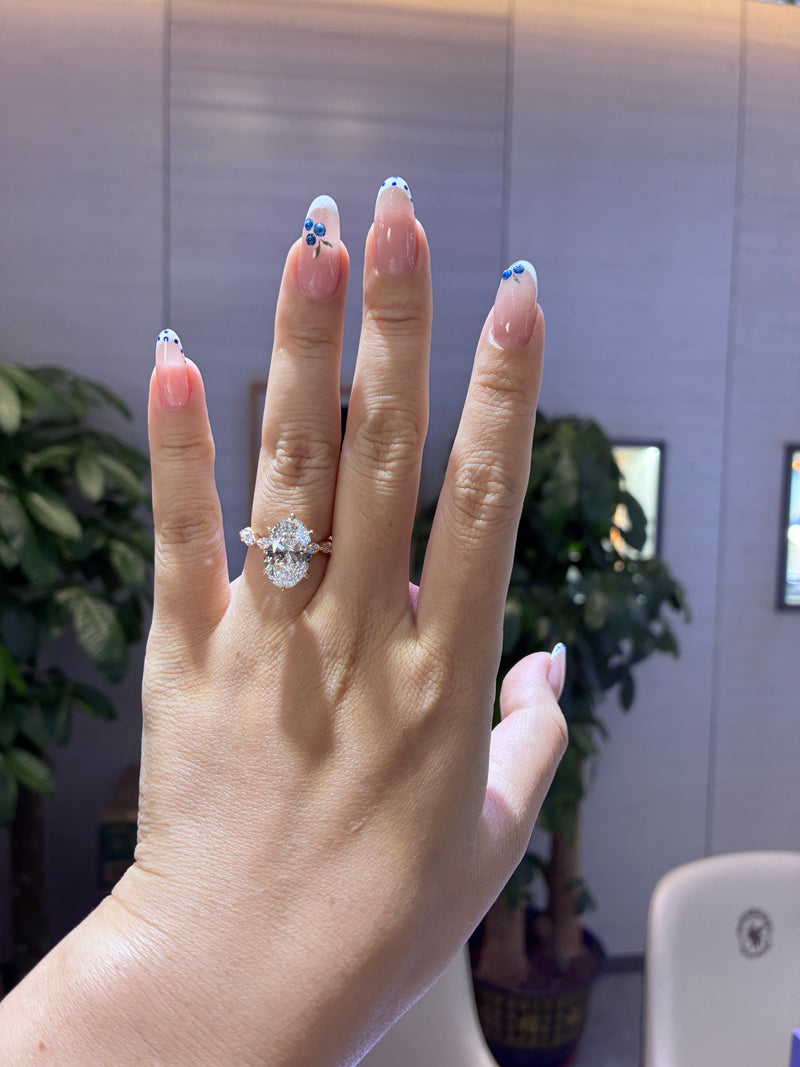 Deposit For Jessica, 6ct Oval mainstones with 0.897ct marquise sidestones, E/VS1, 14k white gold