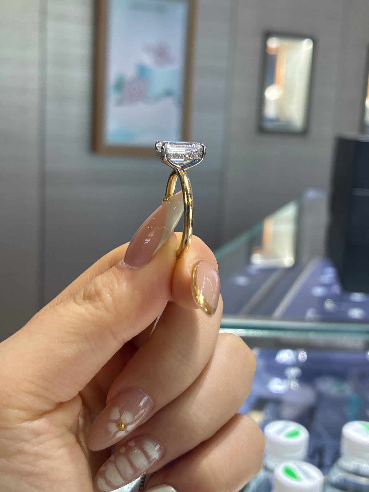 For Kally 14k yellow gold E/vvs2 3.12ct side stone 0.117ct