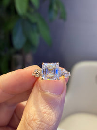 Deposit for customization for Crystal Asscher 3.5 carats E/VS1 with 1.022 carats side diamonds in 16 pieces in 14k solid white gold