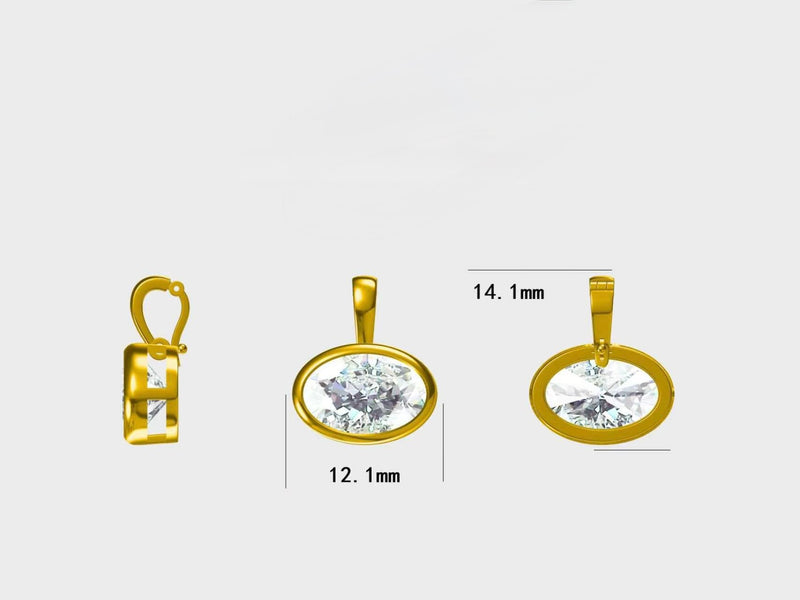 For Joanna 14k yellow gold, 2ct oval bezel, E/ VVS2, pendant only