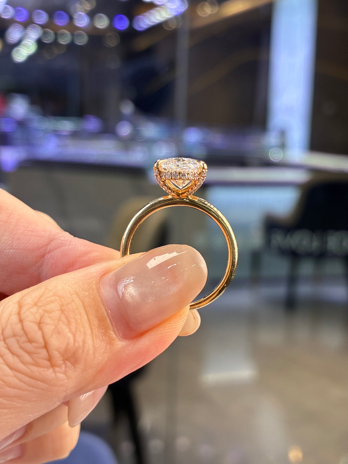 For Na🖤, 5ct Moval solitaire engagement ring, E/VS1, in 14k yellow gold