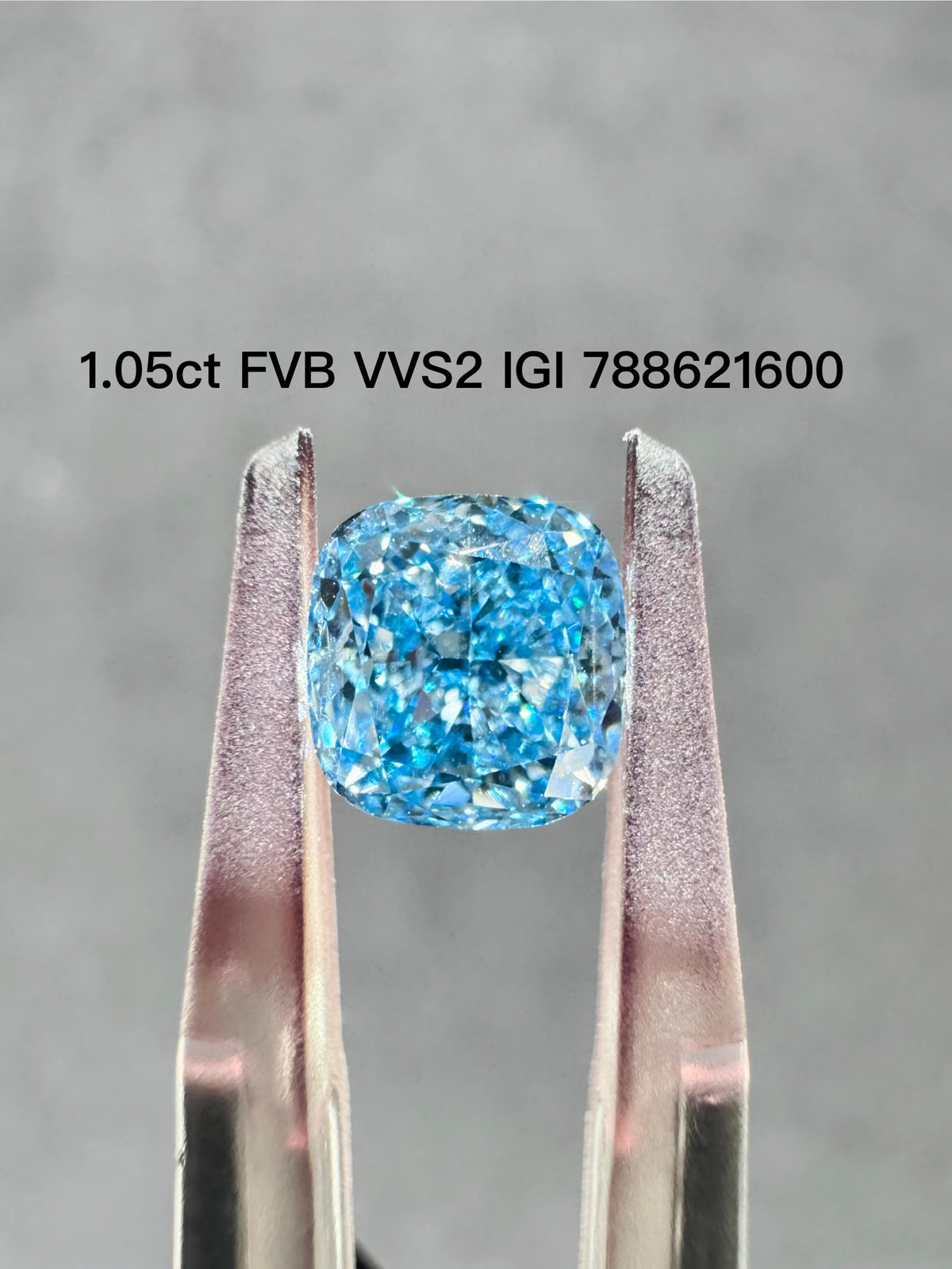 For Erika, deposit for 1ct Blue Cushion Diamond Earring Stud, in 14k yellow gold