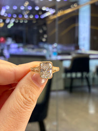 For Pamela, 3ct Radiant lab diamond vintage engagement ring, D/VVS2, in 14k yellow gold (ready to ship)