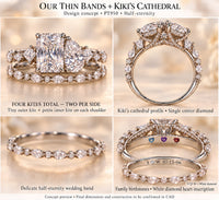 For Sharonda,  50% Deposit Custom PT950 Cathedral Bridal Set – Based on Pictured Design –2.51ct Radiant & 1.82ct Pear Center diamonds