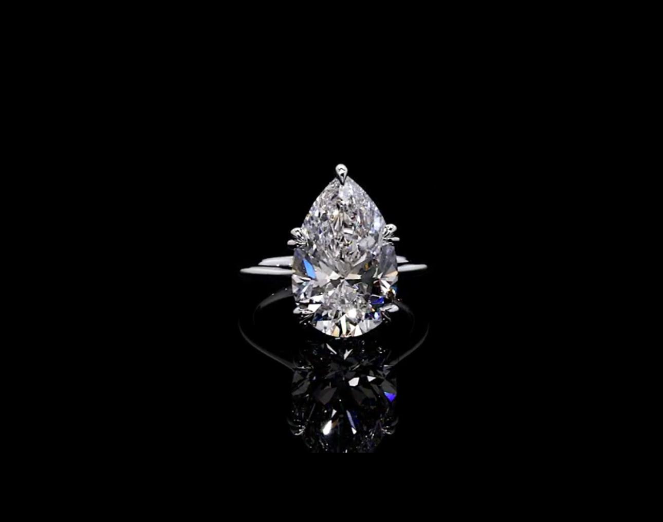 For Xaviera,Custom Deposit for 3ct Pear Diamond Ring + Jacket Ring in Platinum, E/VVS2