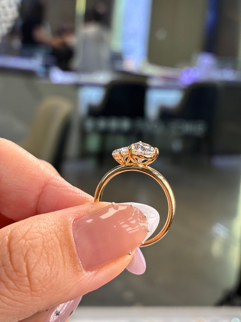 For…, total 2.1ct Toi et Mio Engagement ring, D/VVS2, in 14k yellow gold