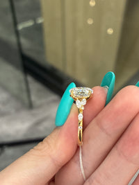 Deposit For Tara 14K solid yellow gold 3.36ct Oval D VS1 with cluster band 0.428ct side marquise stone
