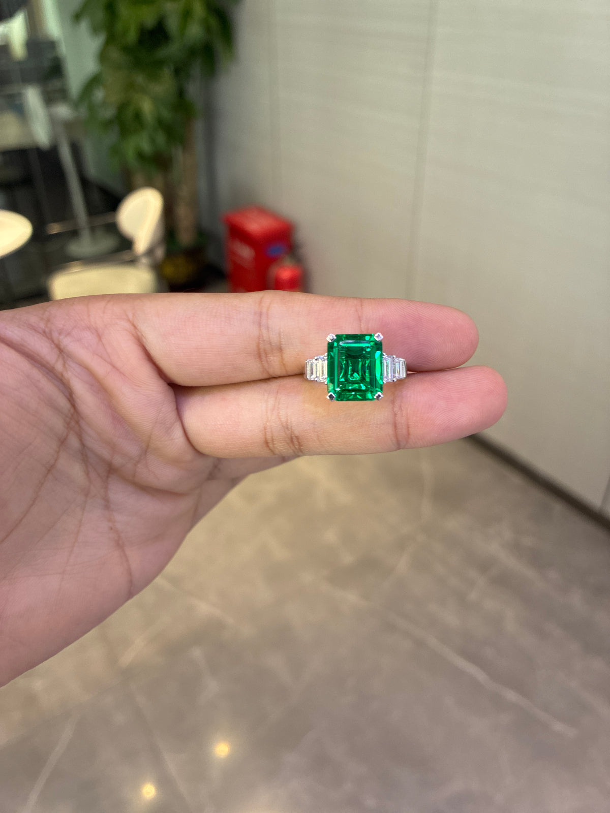 For Lostnfound 14k yellow gold ring with 3ct emerald stone