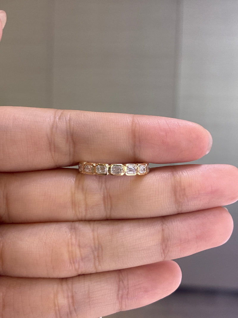 Deposit for Rosanna ,two full eternity emerald band, 14k yellow gold, 1.452ct each)