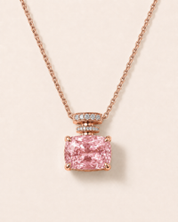 For Mom Z, remaining balance for Pink Diamond Perfume Bottle Necklace in 14K Solid rose gold, 2ct Elongated Cushion cut pink diamond center stone
FVP(Fancy Vivid Pink)/VVS2
16-17-18 in