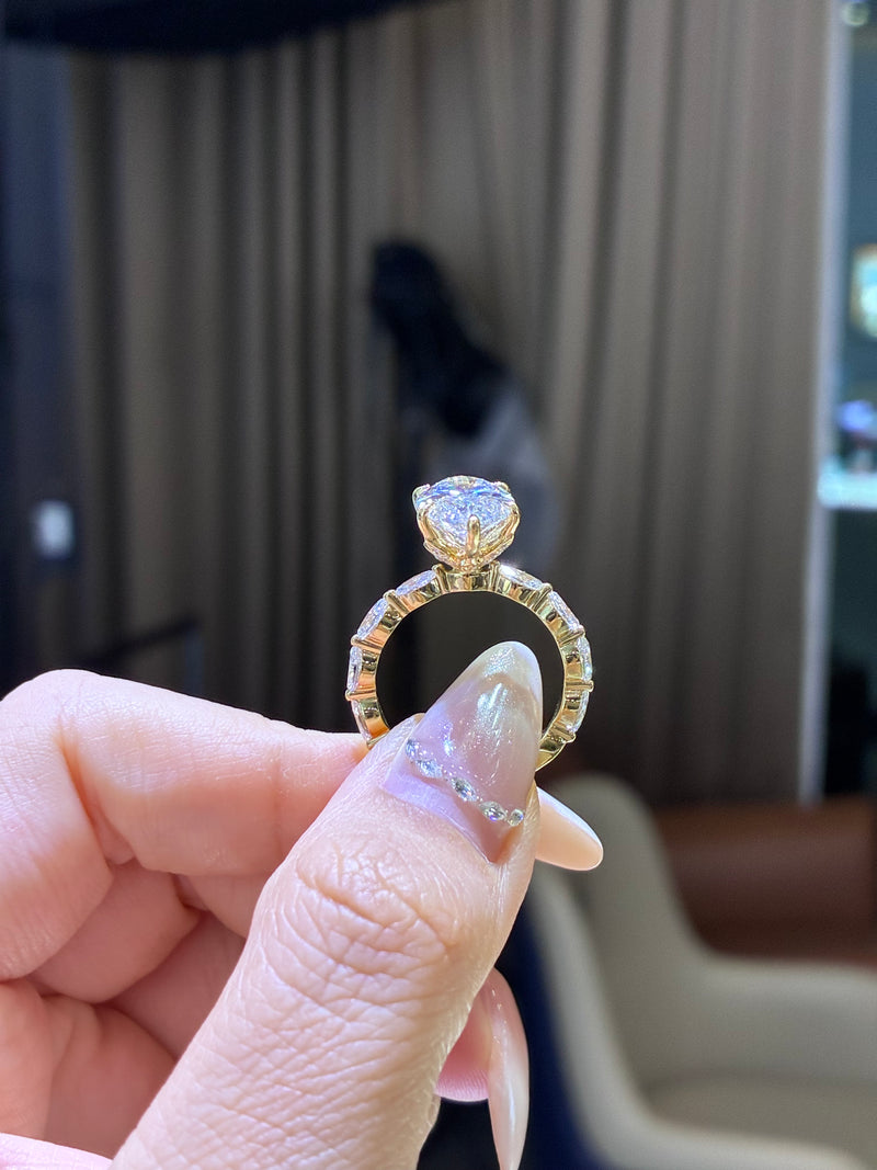 Final payment for Roderique, 5.02ct Moval + 1.062ct marquise sidestones lab Diamond Ring, 14k white gold