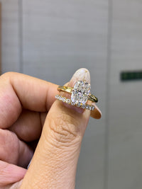 For MARZ LEON, 3ct Radiant Compass prongs in 14K + 0.54ct Diamond band in 18K