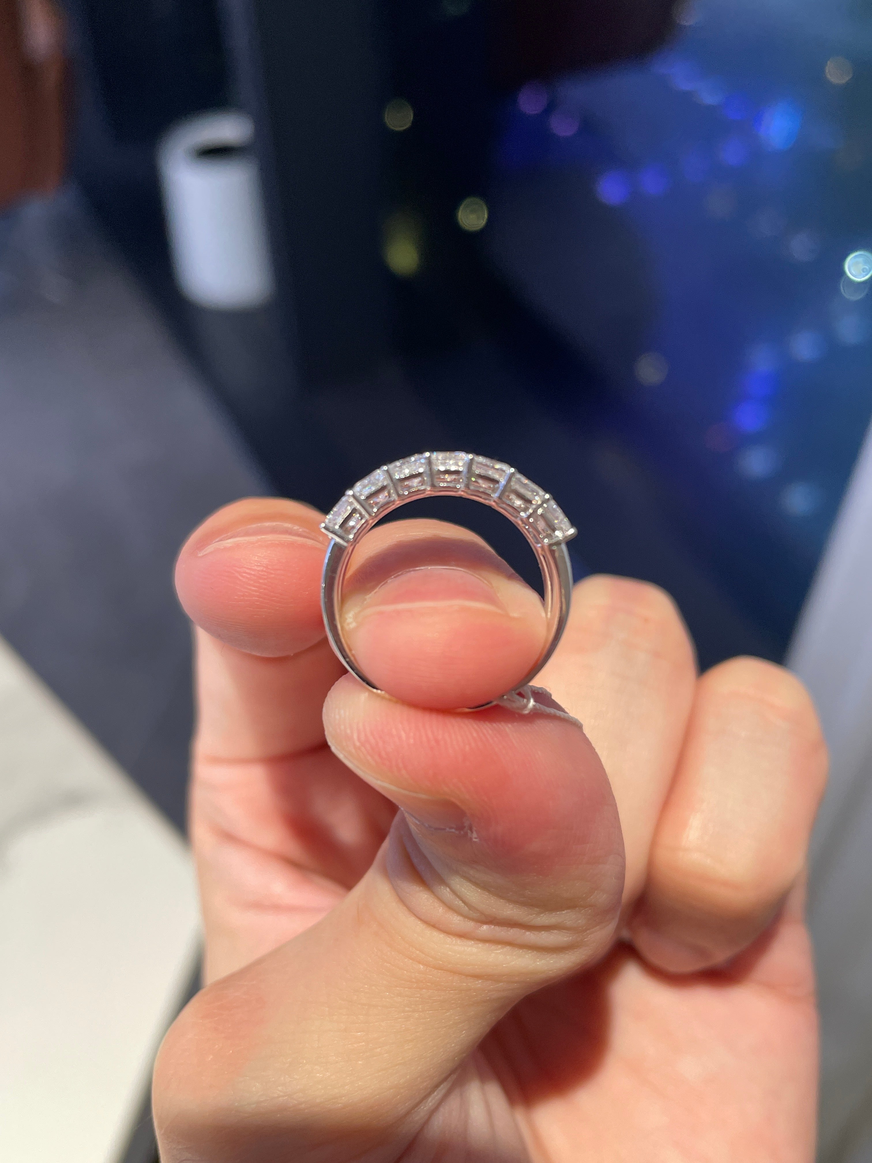 Remaining balance For Miss.Monica//Princess Cut Half Eternity Band Ring*2//14K Solid white gold//Total 7 Princess cut stone for total 1.145ct//D-E/VS-VVS// US Size 7