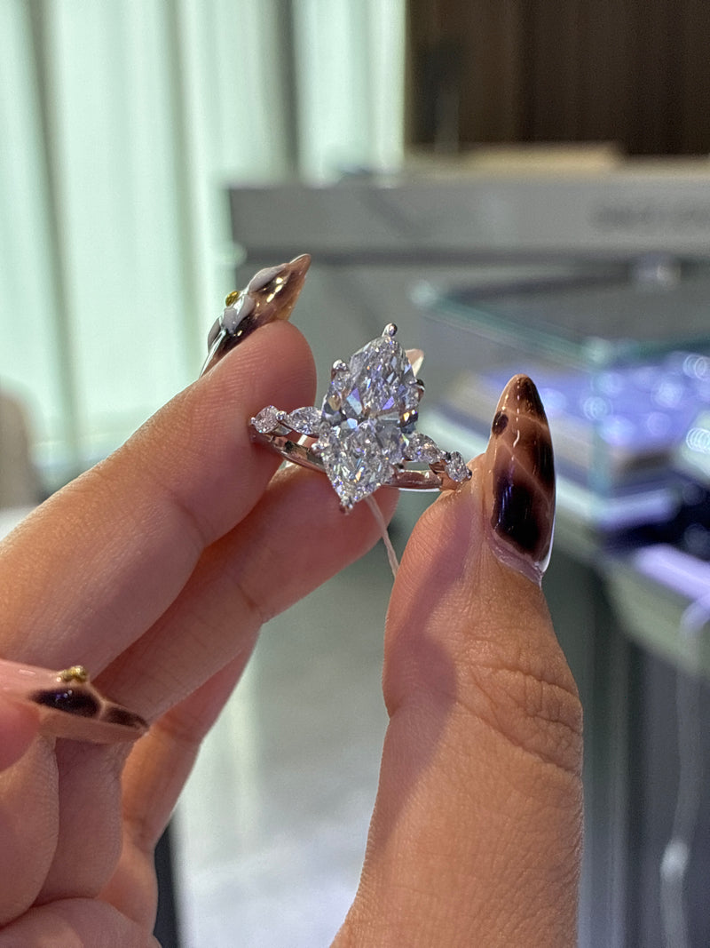 For Ty customize 4ct marquise 14k yellow gold with 0.90ct side stones