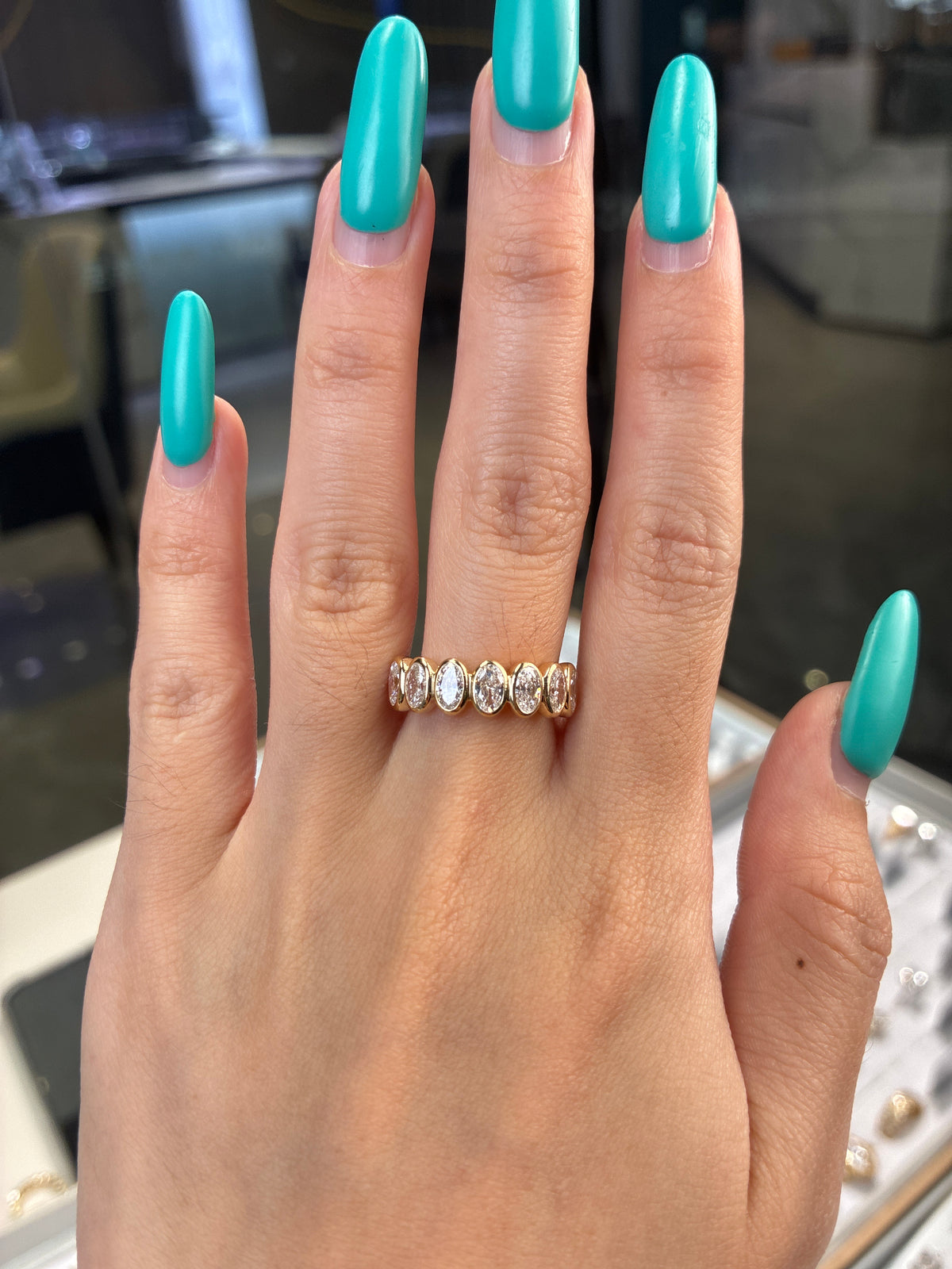 For Jennifer Rivera 14k solid yellow gold with 1.316ct/7p bezel setting DE/VS VVS clarity(ready to  ship)