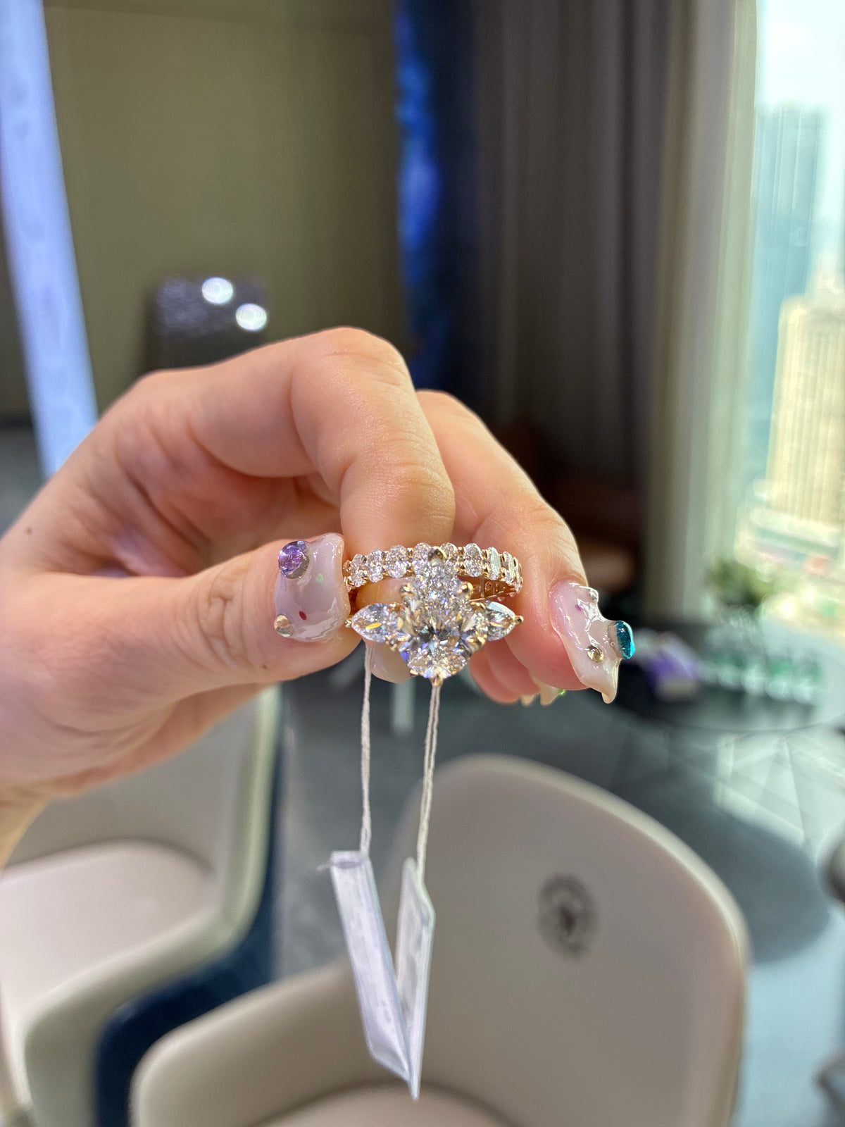 For 1realrican, 2 ring setting,3ct three stones pear , oval half eternity band