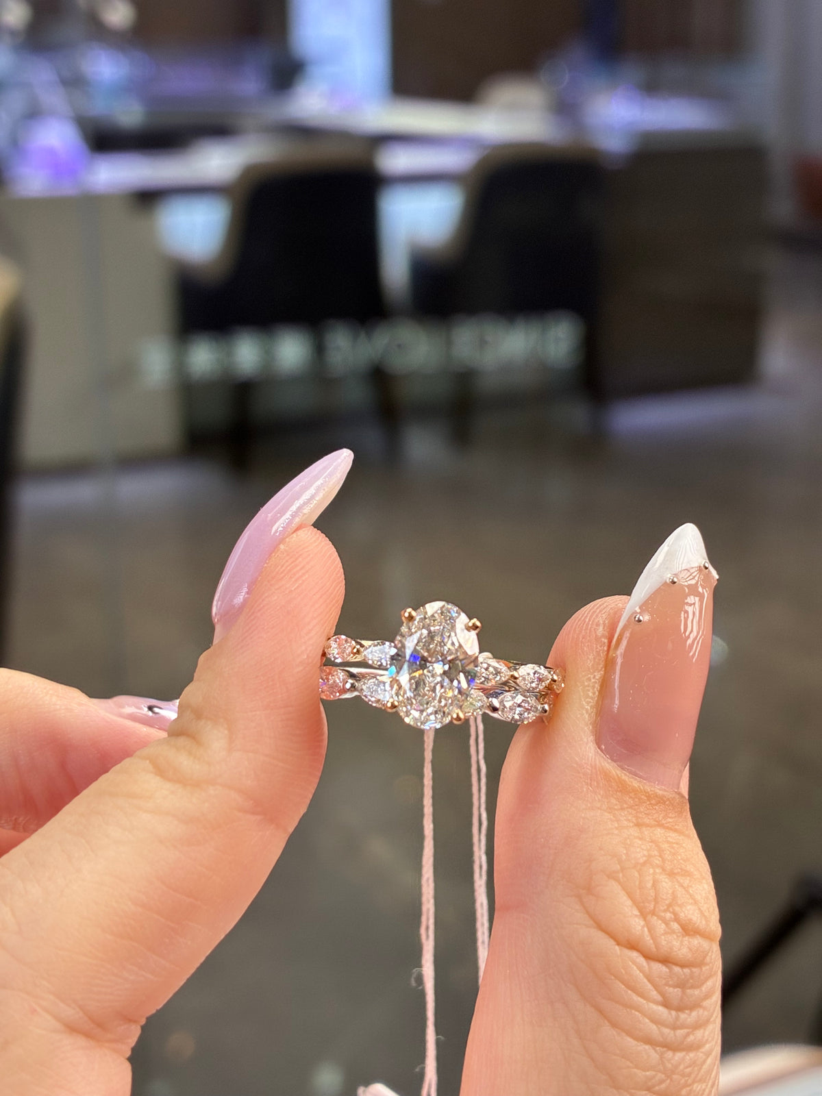 For Oscar, deposit for 14k Yellow gold Bridal set, 1.5ct Oval solitaire engagement ring, F/VS1, + Marquis Wedding band