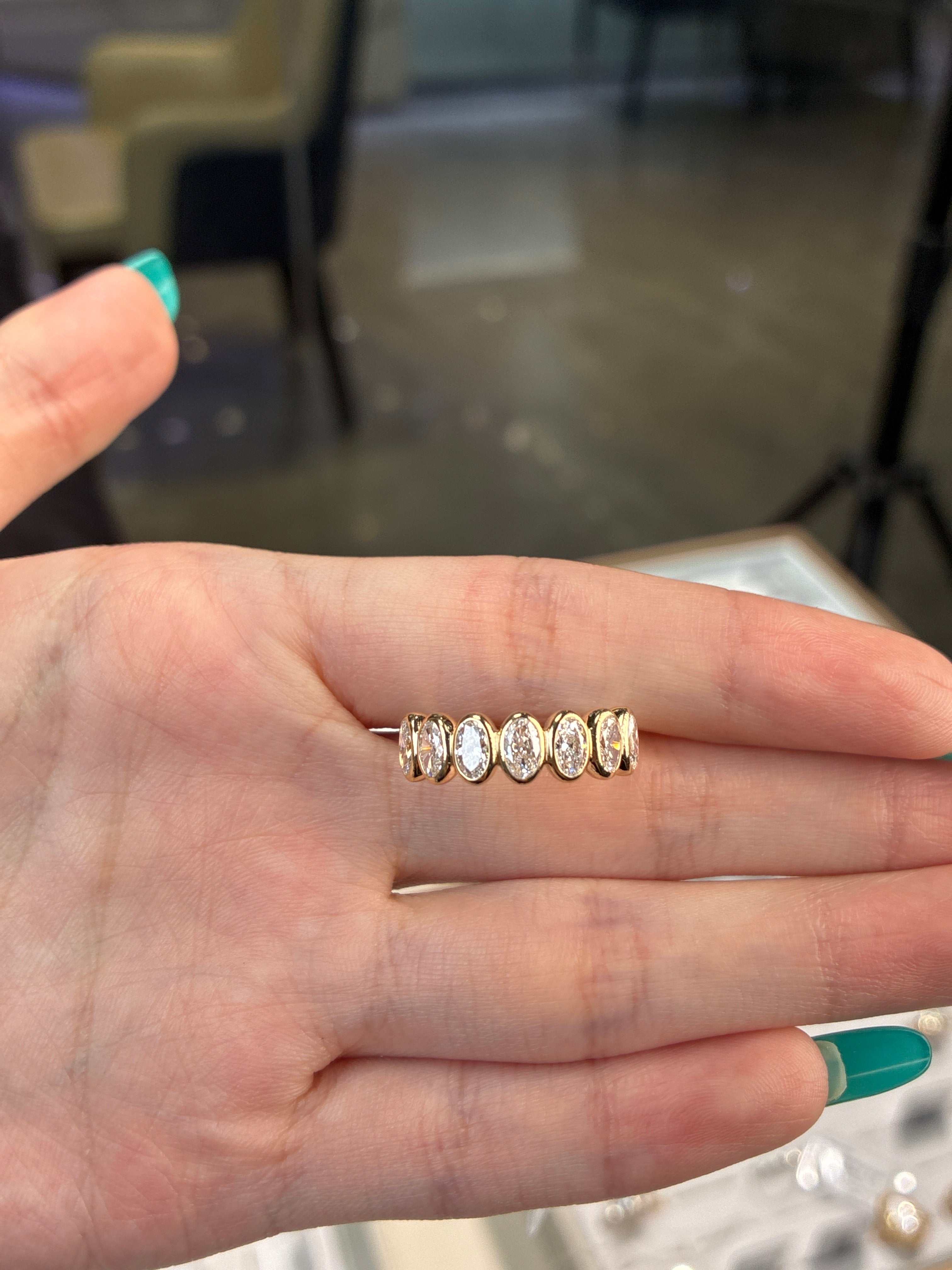 For Jennifer Rivera 14k solid yellow gold with 1.316ct/7p bezel setting DE/VS VVS clarity(ready to  ship)