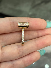 For Amanda Customization 14K yellow solid gold 3.45carat D VVS2 with hidden halo&half pave band, 3mm width