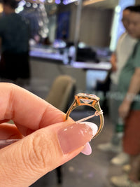For Jay, 3ct Radiant bezel engagement ring, E/VS1, in 14k yellow gold
