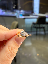 For Sandy, 1ct Pear Solitaire Pinky Ring, E/VVS2, in 14k yellow gold
