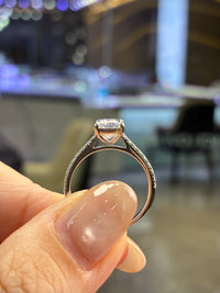 For Mary, 2ct Emerald Solitaire with 0.217ct pave band, E/VVS2 in 14k white gold