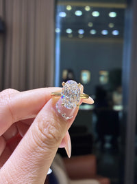 For Samantha, Deposit for 5ct+0.306ct Oval Solitaire Lab Diamond Ring, E/VVS2, 14k Solid gold