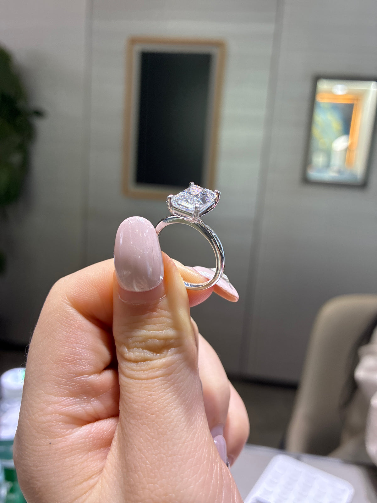 For Manda 18k gold  Radiant cut 3.06ct solitaire ring