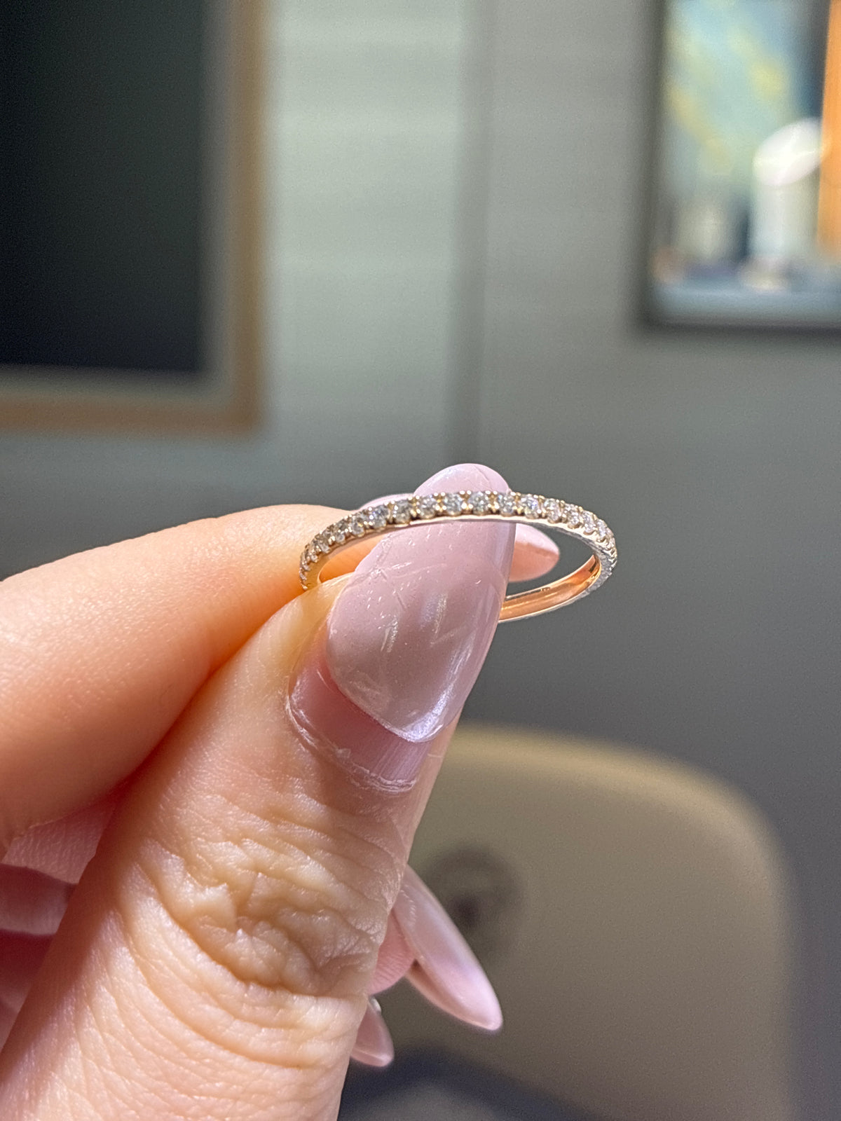 For micey 14k gold full diamond band 0.418ct