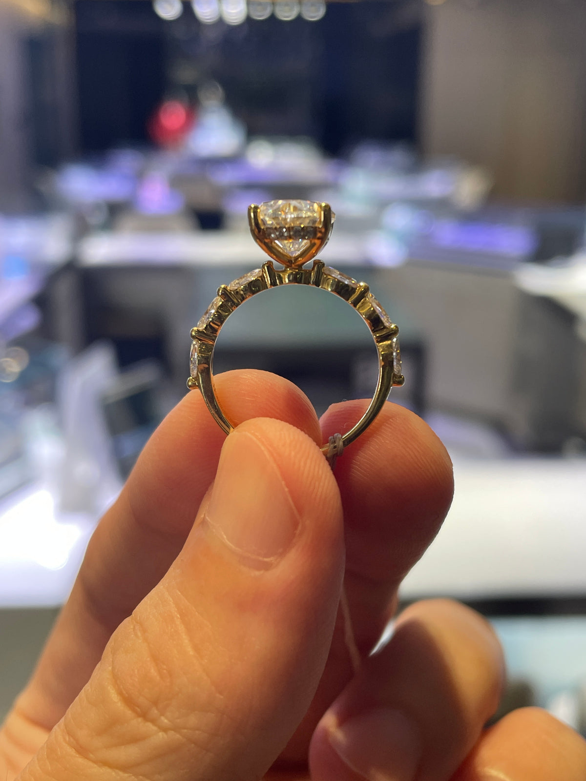 50% Retainer for Sara//Oval Shape Solitaire Bubble Band High Setting Wedding Ring//14K Solid white gold//3ct Oval shape center stone//E/VS1//24 side stones for total 0.587ct US Size 5.5