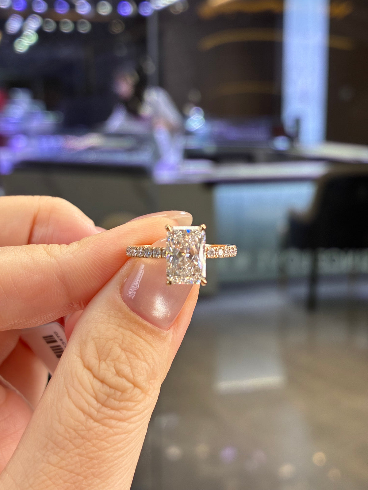 For Smorgan, 2ct Radiant with 0.325ct pave band, E/VS1, in 14k yellow gold