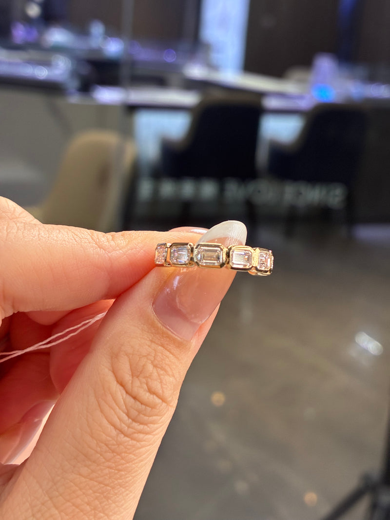 For Catherine, 1.793ct Bezel Half Eternity band, in 14K yellow gold, DE/VS-VVS