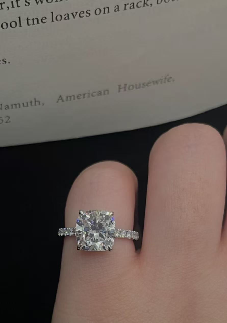 Balance for sweetiestella8, platinum, 5.01ct, E/VS1, (ratio: 1.29), hidden halo, half paved band