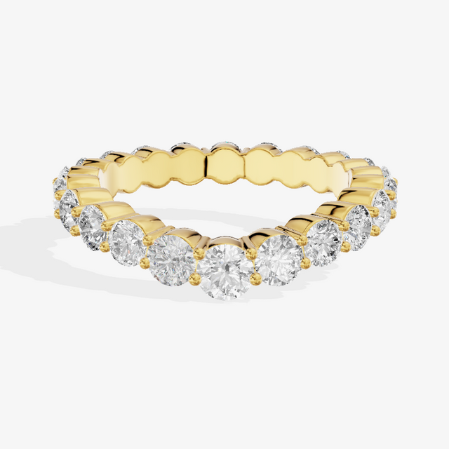 18K Yellow Gold Ring with 1.67 Carat Round Cut Lab-Grown Diamonds
