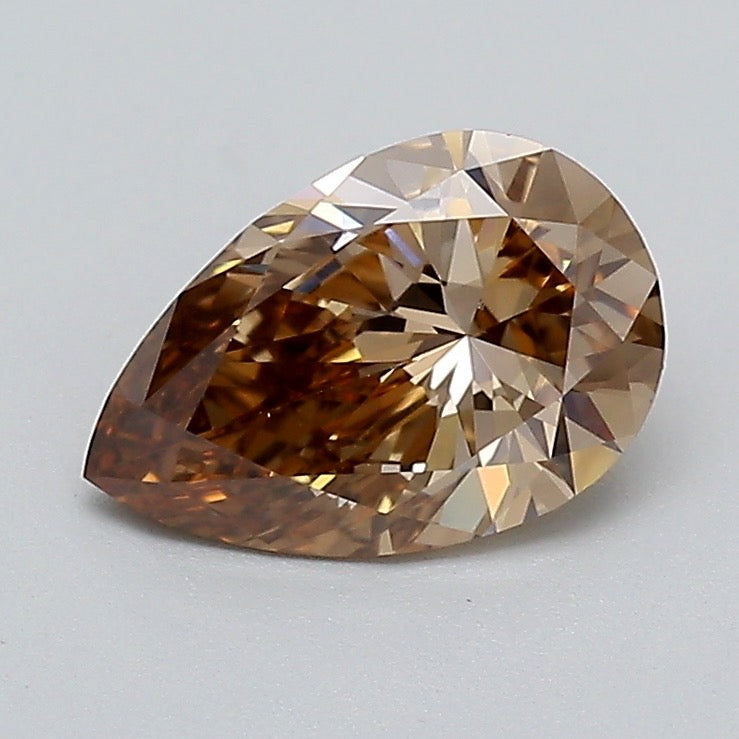 Deposit for Nidia 14K solid yellow gold with 1.09ct+1.10ct total 2.19ct, light brown pear diamond, VVS1+VVS2