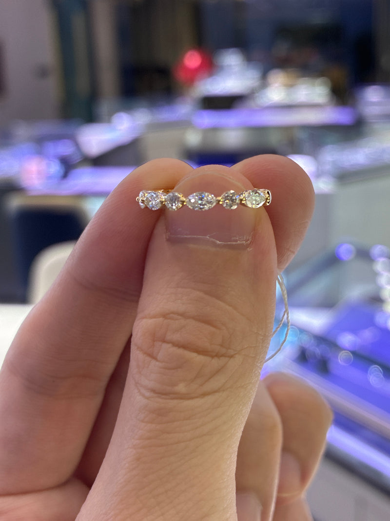 50% Retainer For Miss.Covert Customized Marquise & Round 3/4 Eternity Band Ring 14K Solid yellow gold US Size 7.5