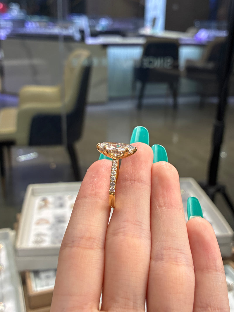 50% Retainer For Clara 14K solid yellow 3.03ct marquise E/VVS2 with 0.499ct pave band