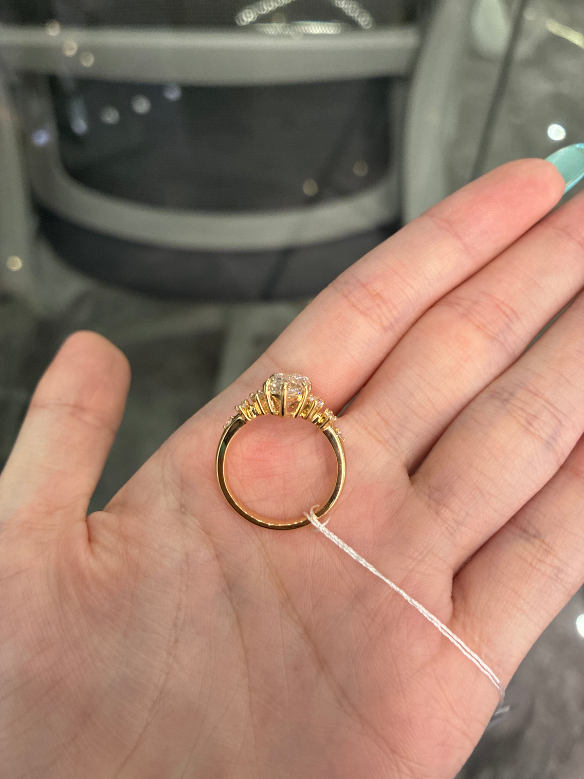 Deposit For Iffy C 14K yellow gold Marquise 3 carat E VVS2 with 0.368ct side stones ring