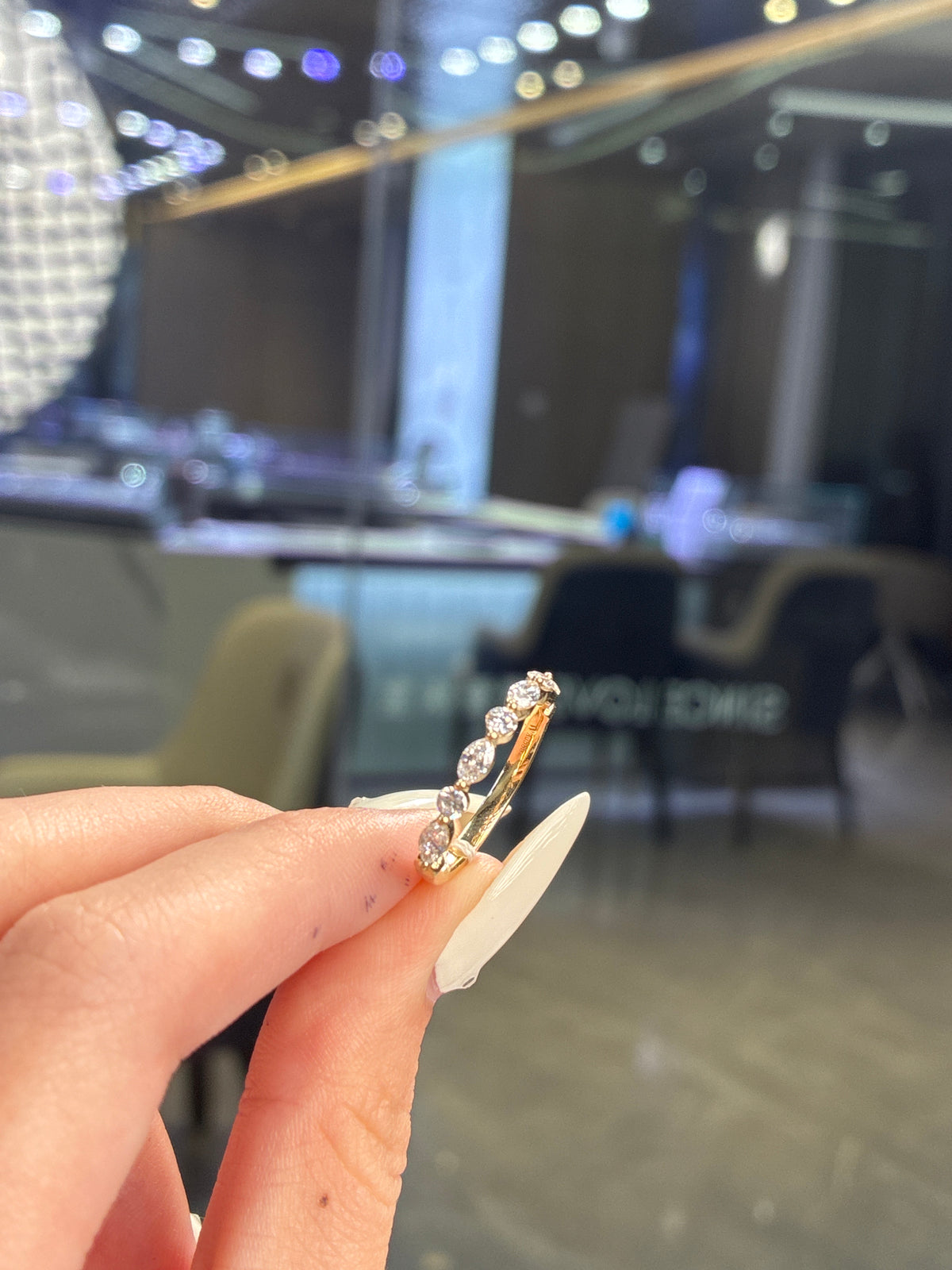 For Maria Raley 14k solid yellow marquise&round mixed bubble band 0.624ct DE color, VS VVS clarity(ready to ship)