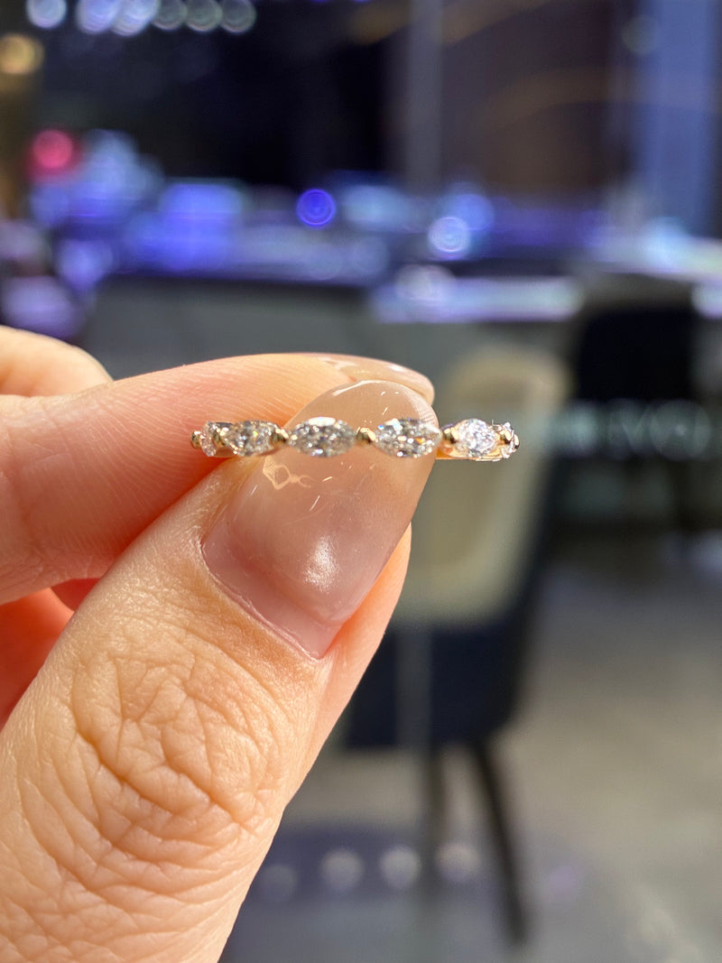 For Mino, 0.6ct half eternity band in 14k yellow gold