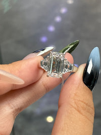 Deposit for Sherry customized 14k white gold 3 stone with 1ct each on the side, 2ct total on side, with 7.73ct ruby