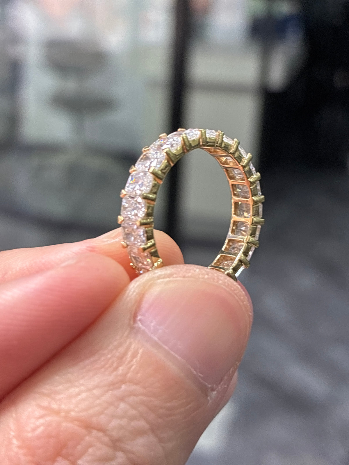 For Alyssa Wellens Full Eternity Radiant Cut Diamond Band//18K Solid white gold//21 Radiant Cut stones for total 4.525ct//US Size 7