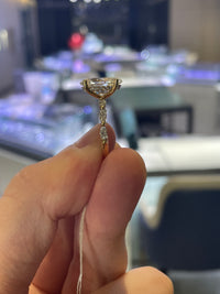50% Retainer for Sara//Oval Shape Solitaire Bubble Band High Setting Wedding Ring//14K Solid white gold//3ct Oval shape center stone//E/VS1//24 side stones for total 0.587ct US Size 5.5