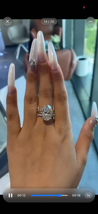 Deposit for Krissy 14k solid yellow gold 8ct oval HayleyBieber design with hidden halo, with 2 half eternity wedding band