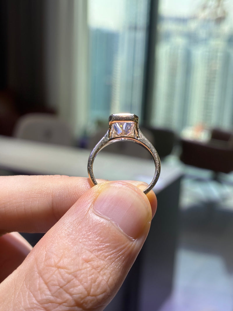 Deposit for Christine 2 carats d-e/vvs-vs radiant bezel in 14k yellow gold