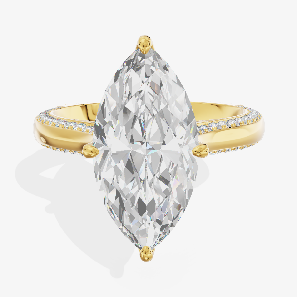 18K Yellow Gold Ring with 2.60 Carat Marquise Cut Lab-Grown Diamond